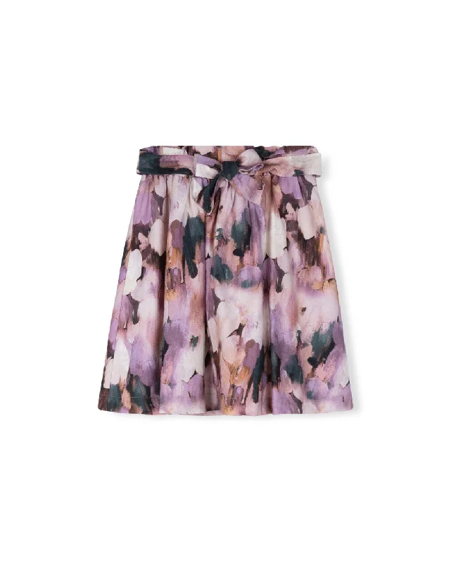 Denim Long Skirts for Casual -ONE CHILD LAVENDER FLORAL TIE SKIRT [FINAL SALE]