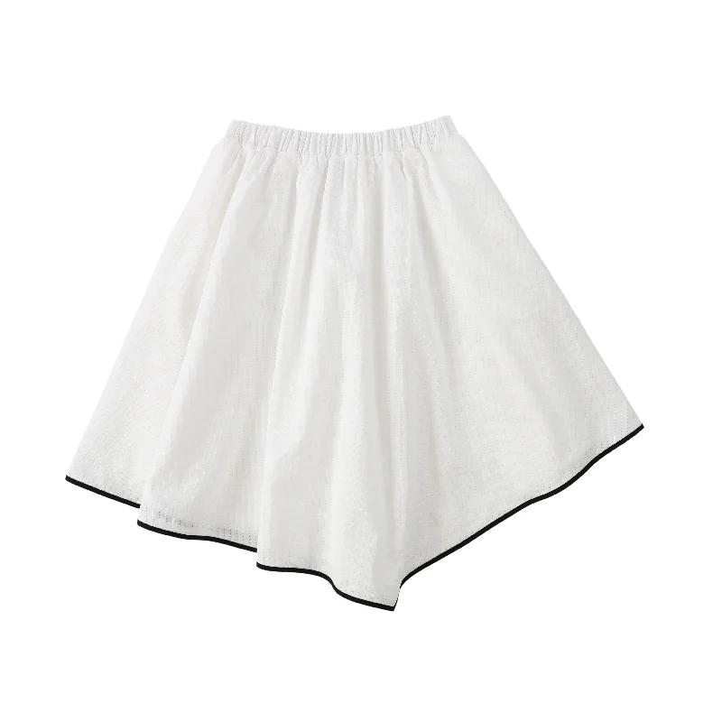 A-line Long Skirts for Flattering -LEDUM WHT/BLK OUTLINE SKIRT [Final Sale]