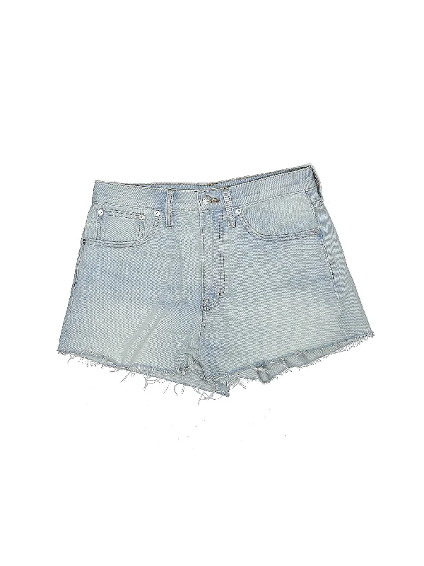 Embroidered Shorts for Detail -High-Rise Denim Shorts in Light Wash