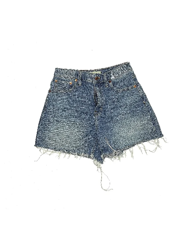 Off-Shoulder Skirts for Feminine -Low-Rise Denim Shorts in Medium Wash